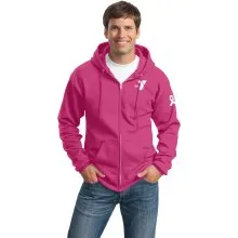 Adult Hooded Full Zip Sweat Shirt- Sleeve Ribbon Print w/ Y Logo Selection