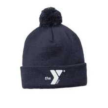 Solid Pom Pom Beanie w/ Embroidered YMCA Logo