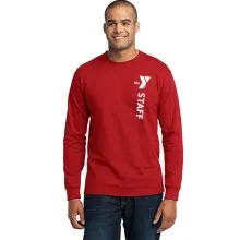 Adult 5.5oz 50/50 Long Sleeve Tee  - Vertical Staff Logo