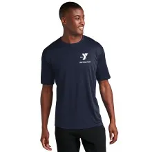Mens "Out of Water" Swim Instructor Performance Tee 3.8oz Interlock Fabric - YMCA w/Instructor Logo with Back Print